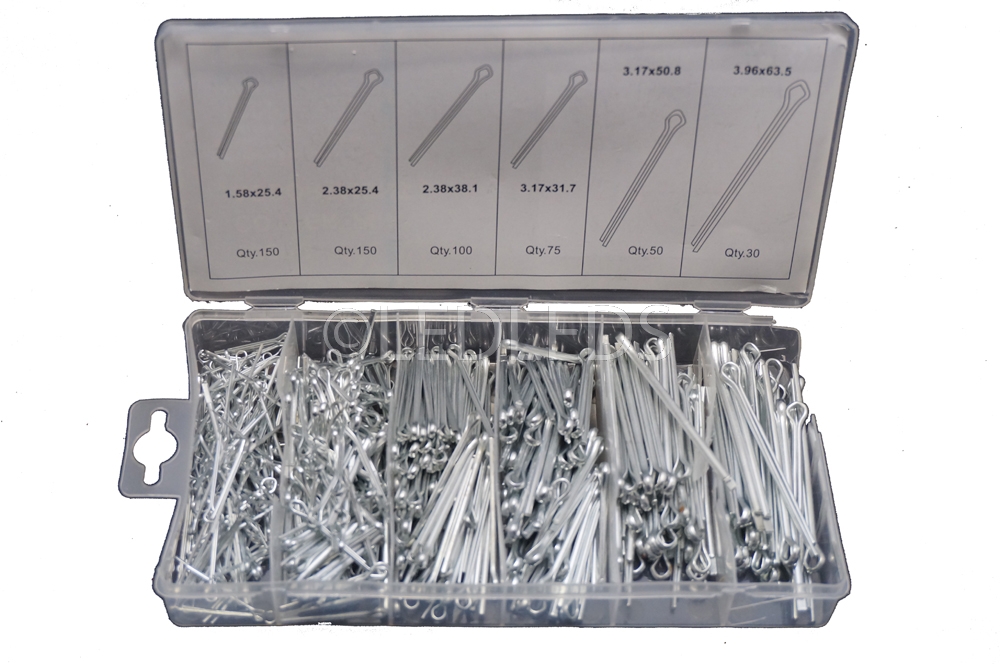 ASSORTIMENTO SET DI COPPIGLIE PERNI FERMI 555 PEZZI IN BOX