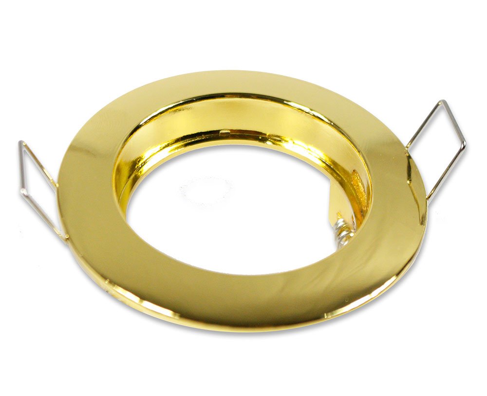 FARETTO INCASSO PORTAFARETTO FISSO LAMPADA GU10 LED ORO LUCIDO FORO 60 MM