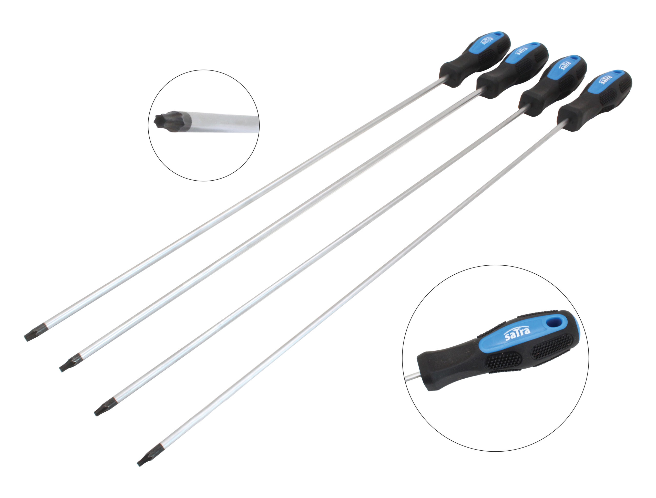Set 4 cacciaviti TORX extra lunghi con punta magnetica 450mm T15 T20 T25 T3