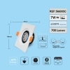 FARETTO BIANCO DA INCASSO LENTE 7W LED QUADRATO ORIENTABILE LUCE FREDDA 6500K