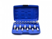 SET 19 PZ BUSSOLE 1/2 TORX T30-T70 MASCHIO FEMMINA E10-24  T20-T70 IMPRONTA KIT