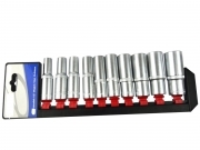 SET CHIAVI A BUSSOLA LUNGHE DEEP  DA 1/2 PROF. 10 PZ 10-24MM CRHOME VANADIUM