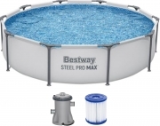 Bestway 56408 Set Piscina Fuori Terra Steel Pro MAX Rotonda da 305x76 cm pompa
