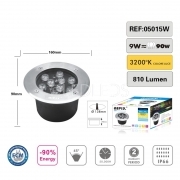 FARETTO INCASSO CALPESTABILE LED 9W IP66 DA ESTERNO LUCE CALDA 3200K CARRABILE