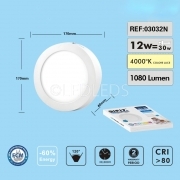 PANNELLO PLAFONIERA FARETTO TONDO SOFFITTO A LED 12W 220V LUCE NATURALE 4000K
