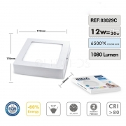 APPLIQUE PLAFONIERA FARETTO QUADRATO SOFFITTO A LED 12W 220V LUCE FREDDA 6400K