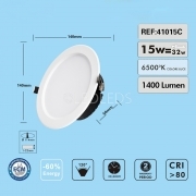 FARETTO LED PANNELLO INCASSO ROTONDO 15W FORO 11,4 CM LUCE FREDDA 6400K 220V
