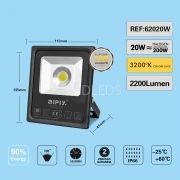 FARO LED DA ESTERNO IP66 20W ALTA LUMINOSITA' 2200 LUMEN LUCE CALDA 3200k AIPIY