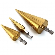 KIT 3 PZ FRESE CONICHE GRADINO HSS 4-32mm SCALINO CONICA FRESA ALLARGAFORI PUNTE