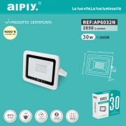 AIPIY FARO LED ESTERNO 30W RESA 300W LUCE BIANCA 4000K ALTA LUMINOSITA IP66 SLIM