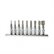 SET 9 BUSSOLE TORX MASCHIO 1/4 T10 T15 T20 T20 T30 T40 T45 T50 T60 CROME VANADIU