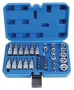 SET CHIAVI A BUSSOLA 3/8 TORX MASCHIO FEMMINA PIU INSERTI 34 PEZZI IMPRONTA