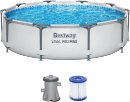 Bestway 56408 Set Piscina Fuori Terra Steel Pro MAX Rotonda da 305x76 cm pompa