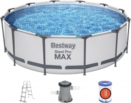 Piscina Bestway 56418 Fuori Terra Steel Promax Rotonda da 366x100 cm pompa scala