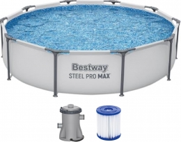 Bestway 56408 Set Piscina Fuori Terra Steel Pro MAX Rotonda da 305x76 cm pompa