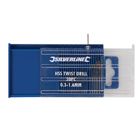 20 MICRO PUNTE ACCIAIO HSS DIAMETRO DA 0,30 A 1.6mm PER MINI TRAPANO