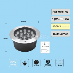 SEGNAPASSO FARETTO INCASSO CARRABILE LED 18W IP66 DA ESTERNO LUCE NATURALE 4000K