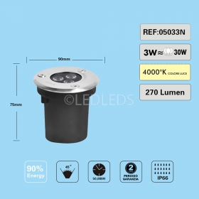 SEGNAPASSO FARETTO INCASSO CARRABILE LED 3W IP66 DA ESTERNO LUCE NATURALE 4000K