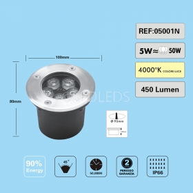 SEGNAPASSO FARETTO INCASSO CARRABILE LED 5W IP66 DA ESTERNO LUCE NATURALE 4000K