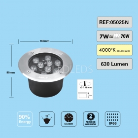 SEGNAPASSO FARETTO INCASSO CARRABILE LED 7W IP66 DA ESTERNO LUCE NATURALE 4000K