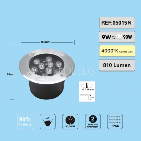 SEGNAPASSO FARETTO INCASSO CARRABILE LED 9W IP66 DA ESTERNO LUCE NATURALE 4000K